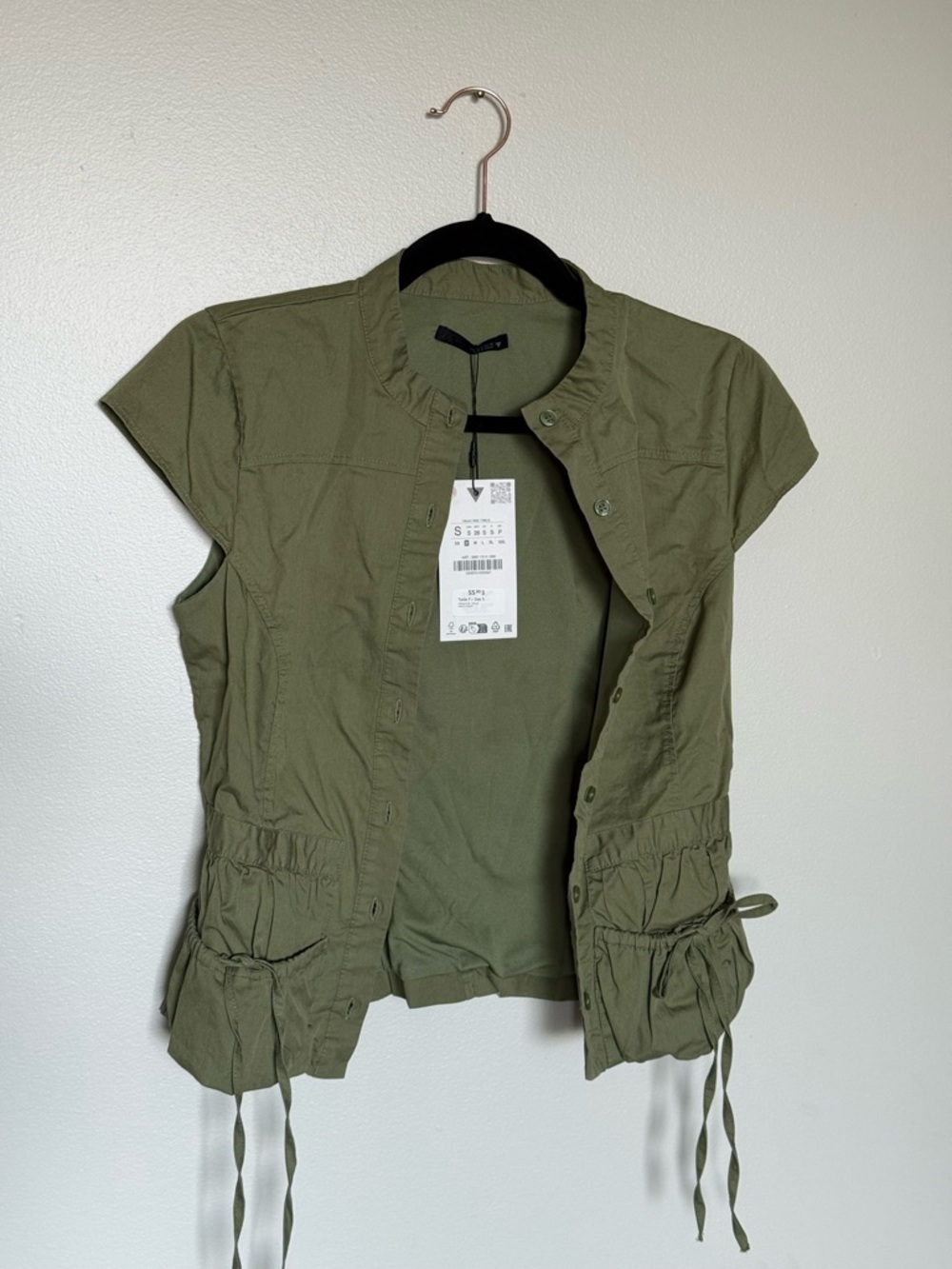 Olive Green Utility Short Sleeve Top